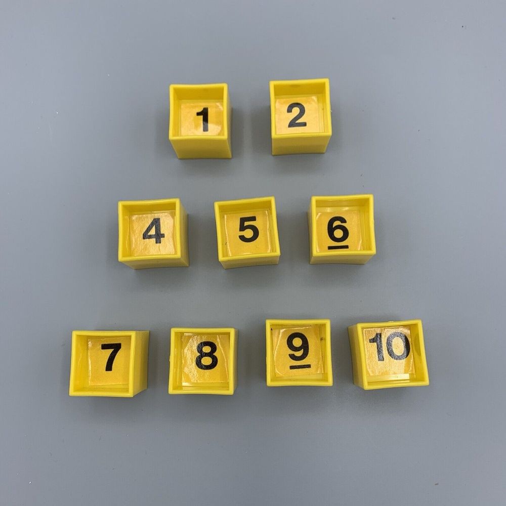 Tupperware Toys Replacement 9 Yellow Blocks #1340 Vintage Numbers for Pick-Em-Up